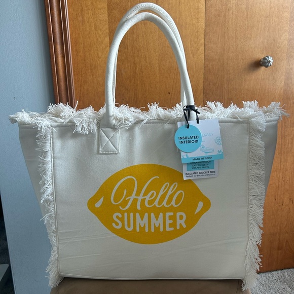 *New* Cynthia Rowley Lemon “Hello SUMMER Insulated Tote W/ Beaded Bag - Picture 3 of 16